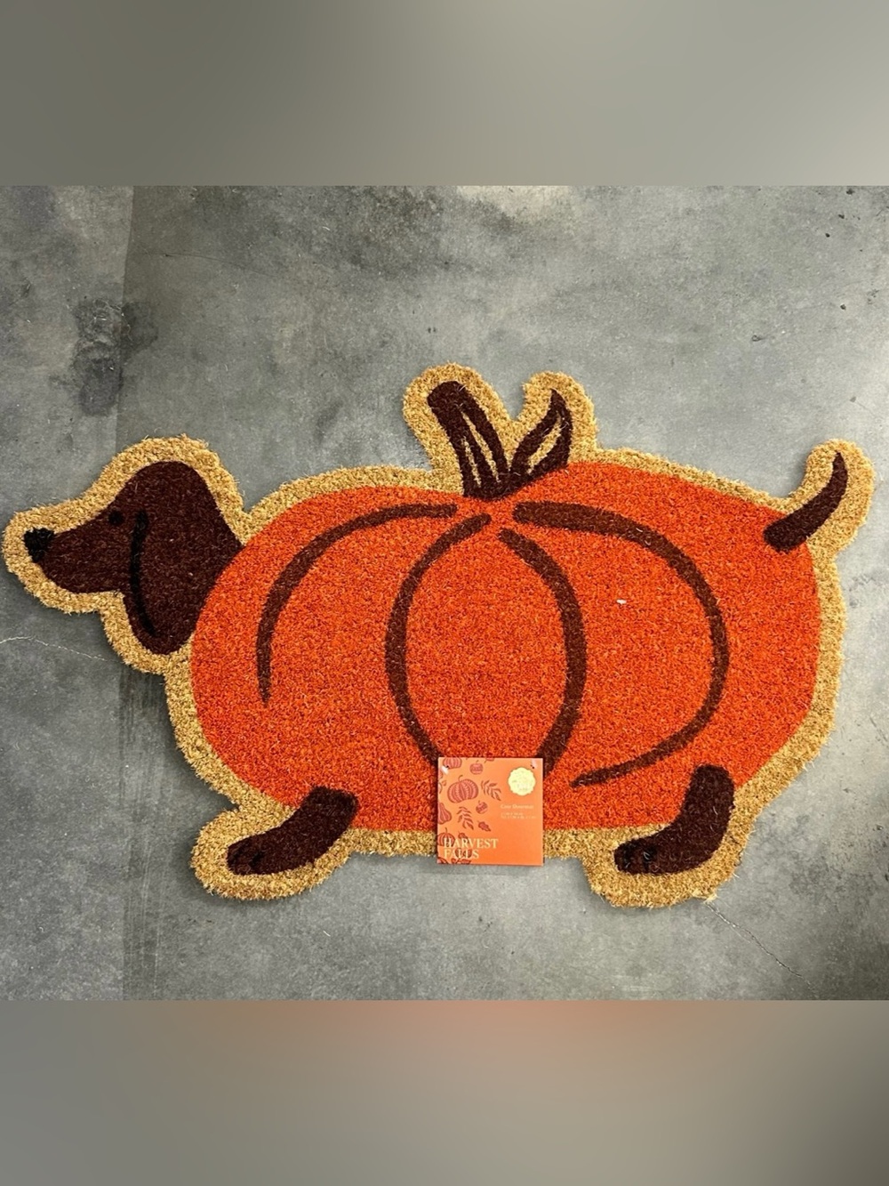 Dachshund Doxie Autumn/Fall Pumpkin Coir Outdoor Mat